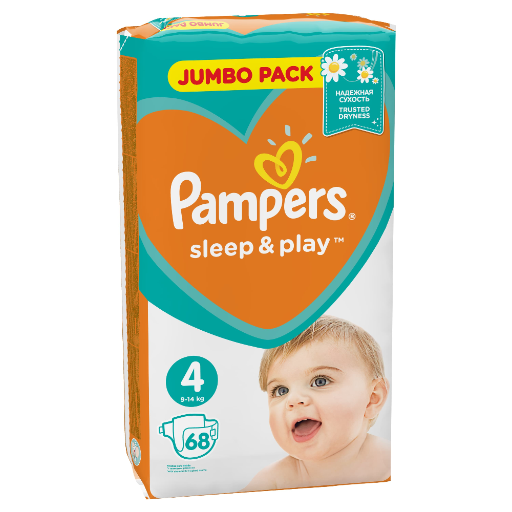 Подгузники детские «Pampers» Sleep & Play, размер 4, 8-14 кг, 68 шт