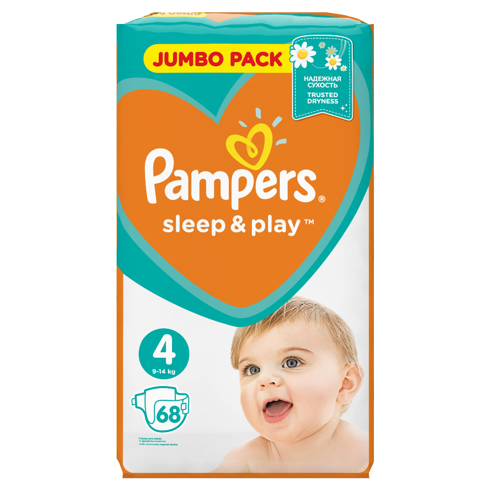 Подгузники детские «Pampers» Sleep & Play, размер 4, 8-14 кг, 68 шт