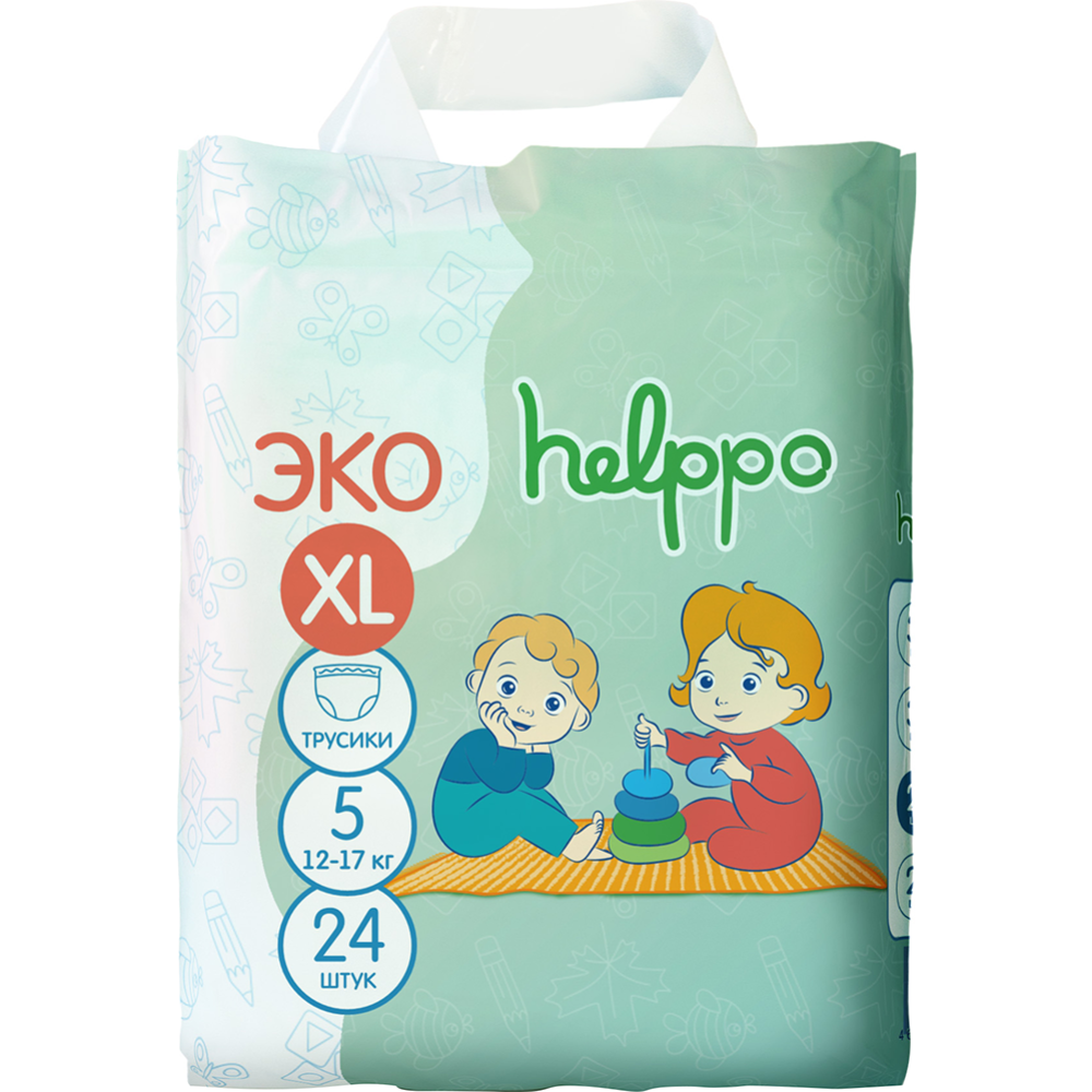 Подгузники-трусики детские «Helppo» ЭКО, размер XL, 12-17 кг, 24 шт