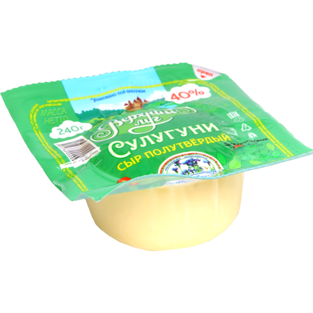 Сыр полутвердый «Верхний луг» Сулугуни, 40%, 240 г #0