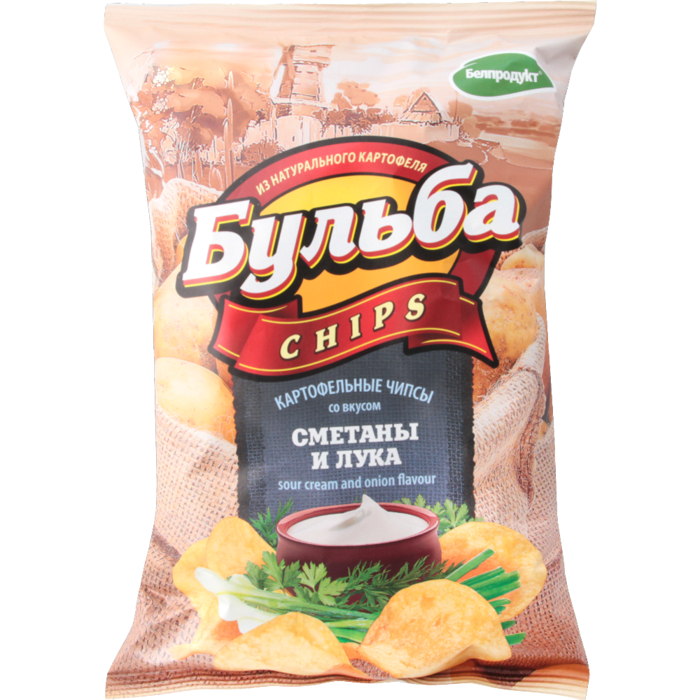 Чипсы картофельные «Бульба Chips» со вкусом сметаны и лука 75 г #0