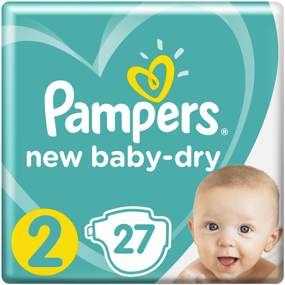 Под­гуз­ни­ки дет­ские «Pampers» New Baby-Dry, размер 2, 4-8 кг, 27  шт