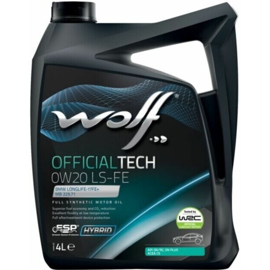 Масло моторное «Wolf» OfficialTech, 0W20 LS-FE, 65631/4, 4 л