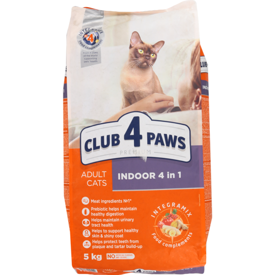 Корм для кошек «Club 4 Paws» 4 в 1, 5 кг