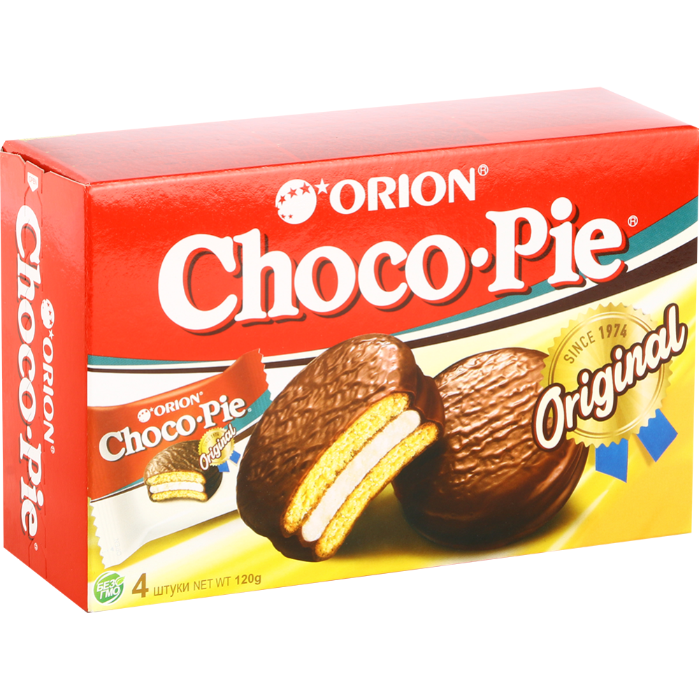 Печенье-бисквит «Choco Pie Orion» Оригинал, 4х30 г #0