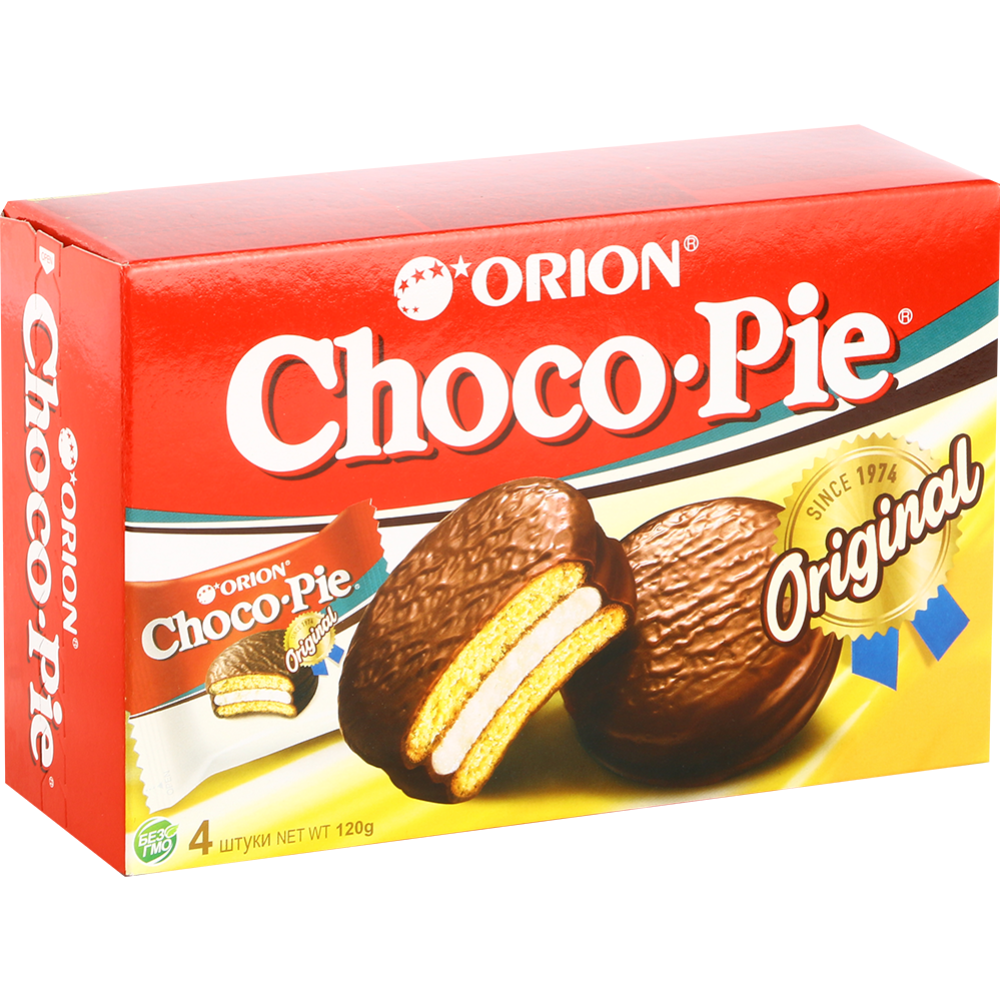 Печенье-бисквит «Choco Pie Orion» Оригинал, 4х30 г