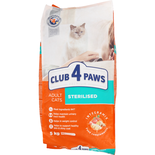 Корм для кошек «Club 4 paws» для стерилизованных, 5 кг