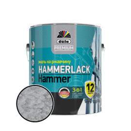 Эмаль по ржавчине 3 в 1 Dufa Premium HAMMERLACK, молотковая, глянцевая, серебристый, 0.75 л