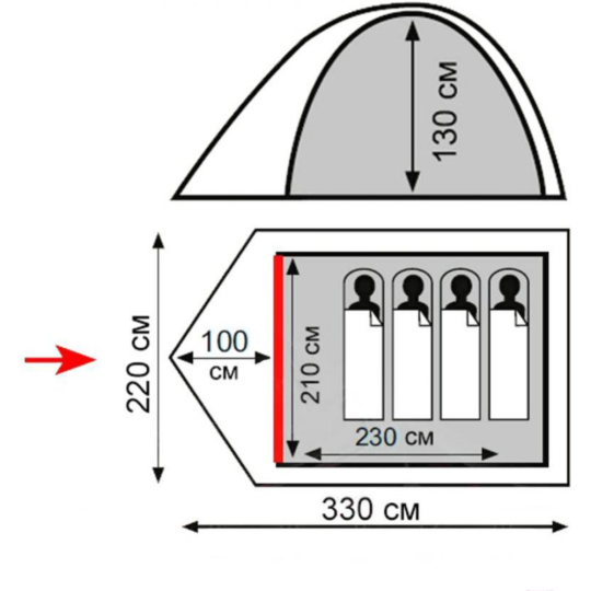 Туристическая палатка «Totem» Tepee 4 V2 2022, TTT-027