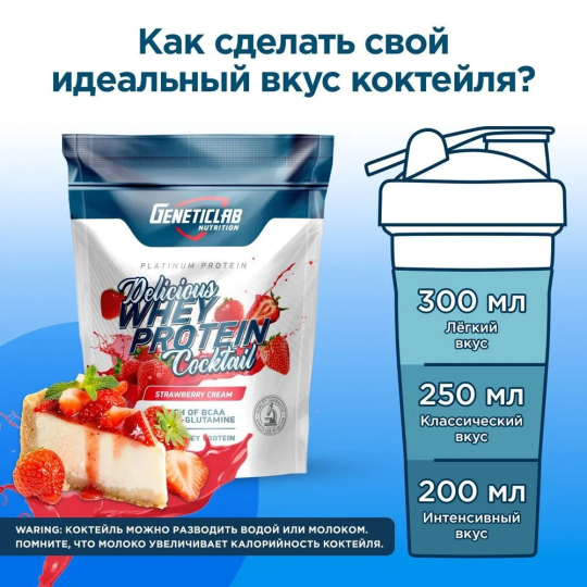 Протеиновый белковый коктейль без сахара для похудения DELICIOUS WHEY Geneticlab Nutrition, 900 г, Клубника, напиток растворимый Делишес Вэй протеин коктейль со вкусом Клубника Генетиклаб