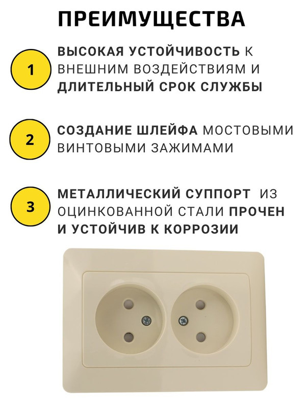 Розетка двойная 2П (2шт) с защ. шт. 10А 250В сл. кость "Ильмень" TDM SQ1823-0115(2)