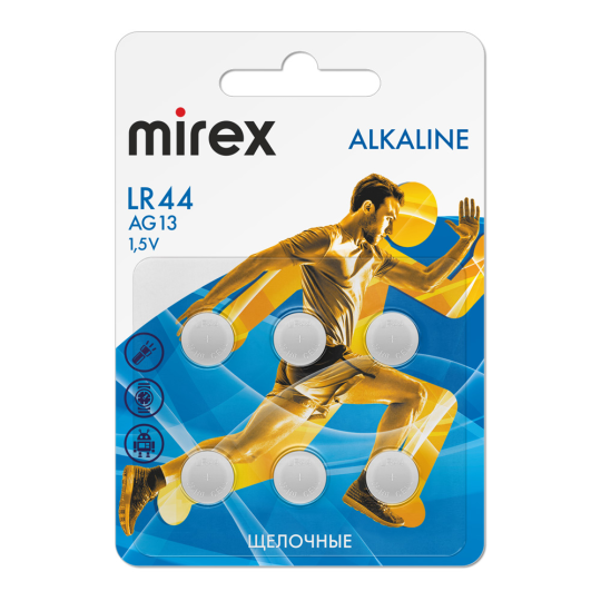 Батарея щелочная Mirex AG13 / LR44 6ВР