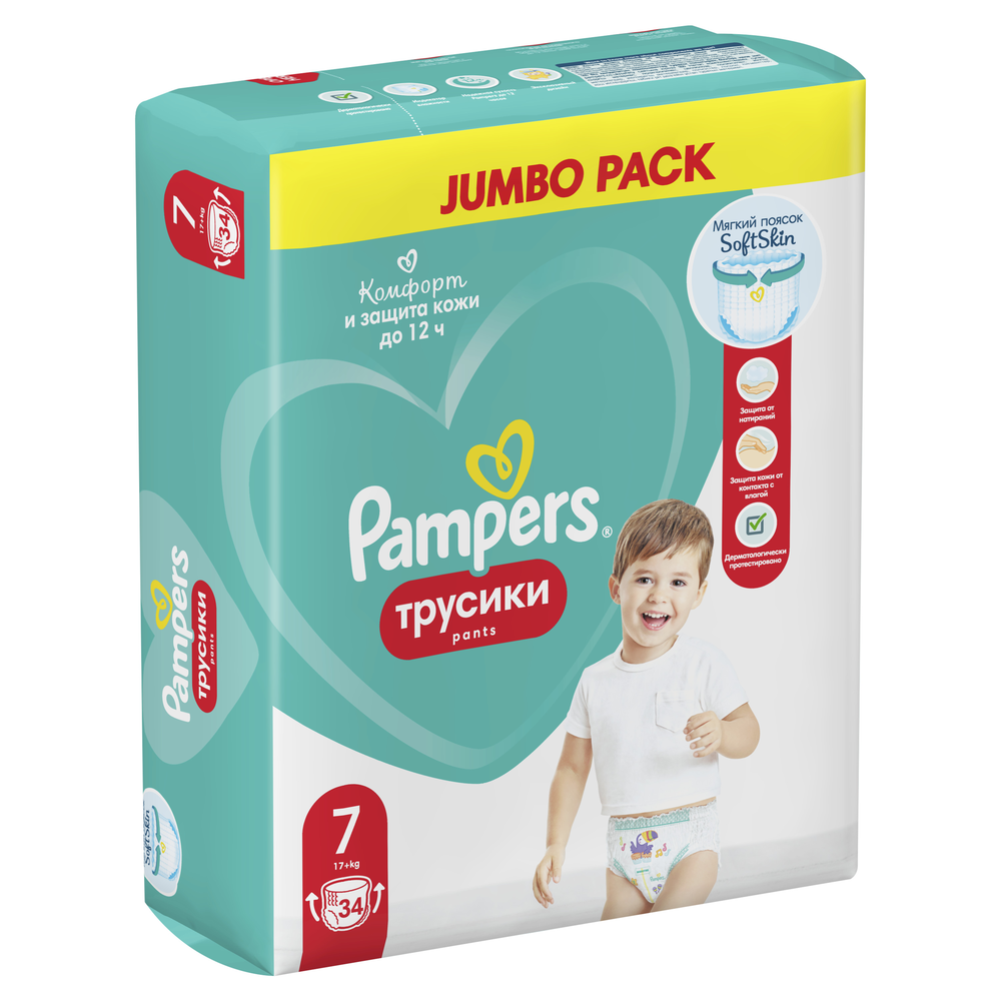 Подгузники-трусики детские «Pampers» Pants, размер 7, 17+ кг, 34 шт