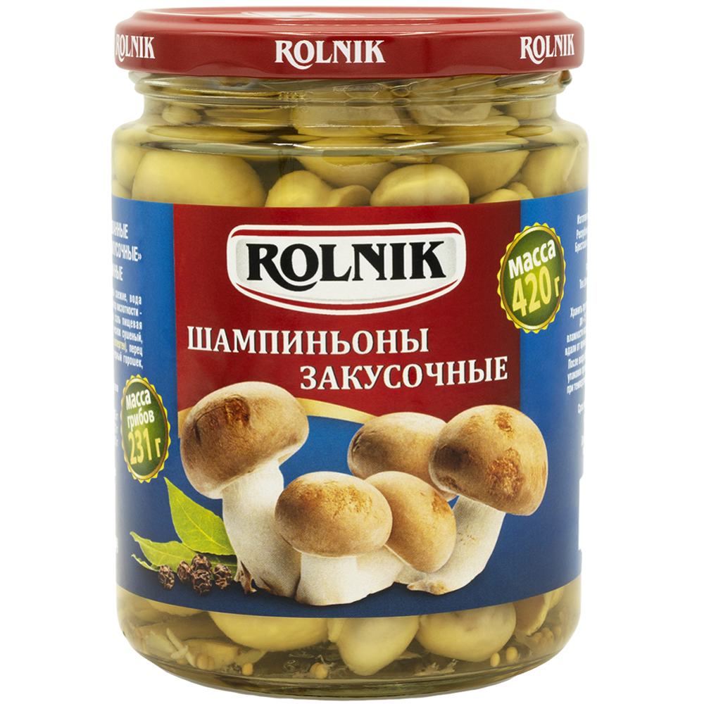 Шампиньоны маринованные «Rolnik» закусочные, 420 г