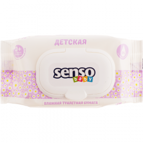 Влаж­ная туа­лет­ная бумага «Senso» дет­ская, 0+, 60 шт
