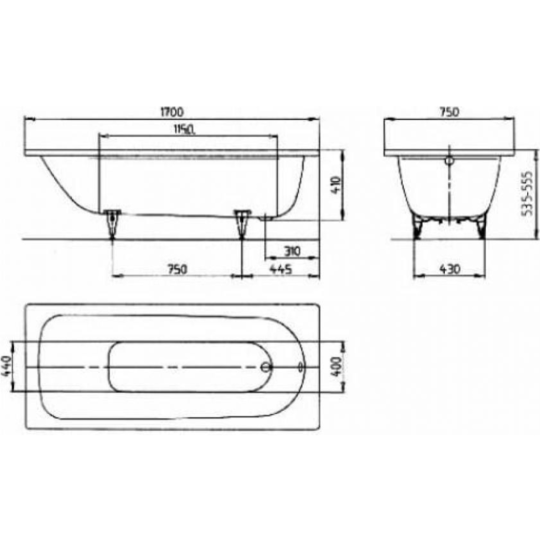 Ванна «Kaldewei» Saniform Plus 373-1 170x75, 112600013001, easy-clean