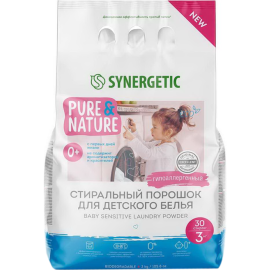 Стиральный порошок «Synergetic» Baby Sensitive, гипоаллергенный, для детского белья, 3 кг