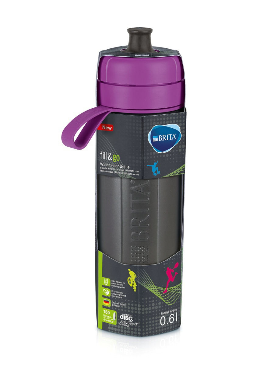 Фильтр-бутылка для очистки воды Brita Fill&Go Active (фиолетовый) 0,6 л