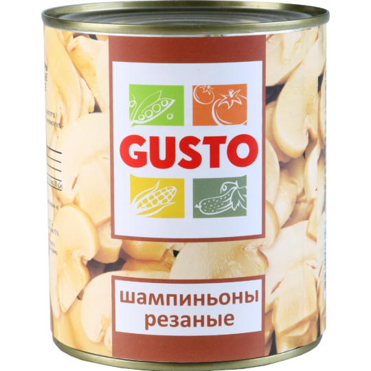 Шампиньоны консервированные «Gusto» резаные, 800 г