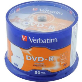 Диск DVD+R «Verbatim» AZO Wide Inkjet Printable, 43533, 4.7 Gb, 50 шт