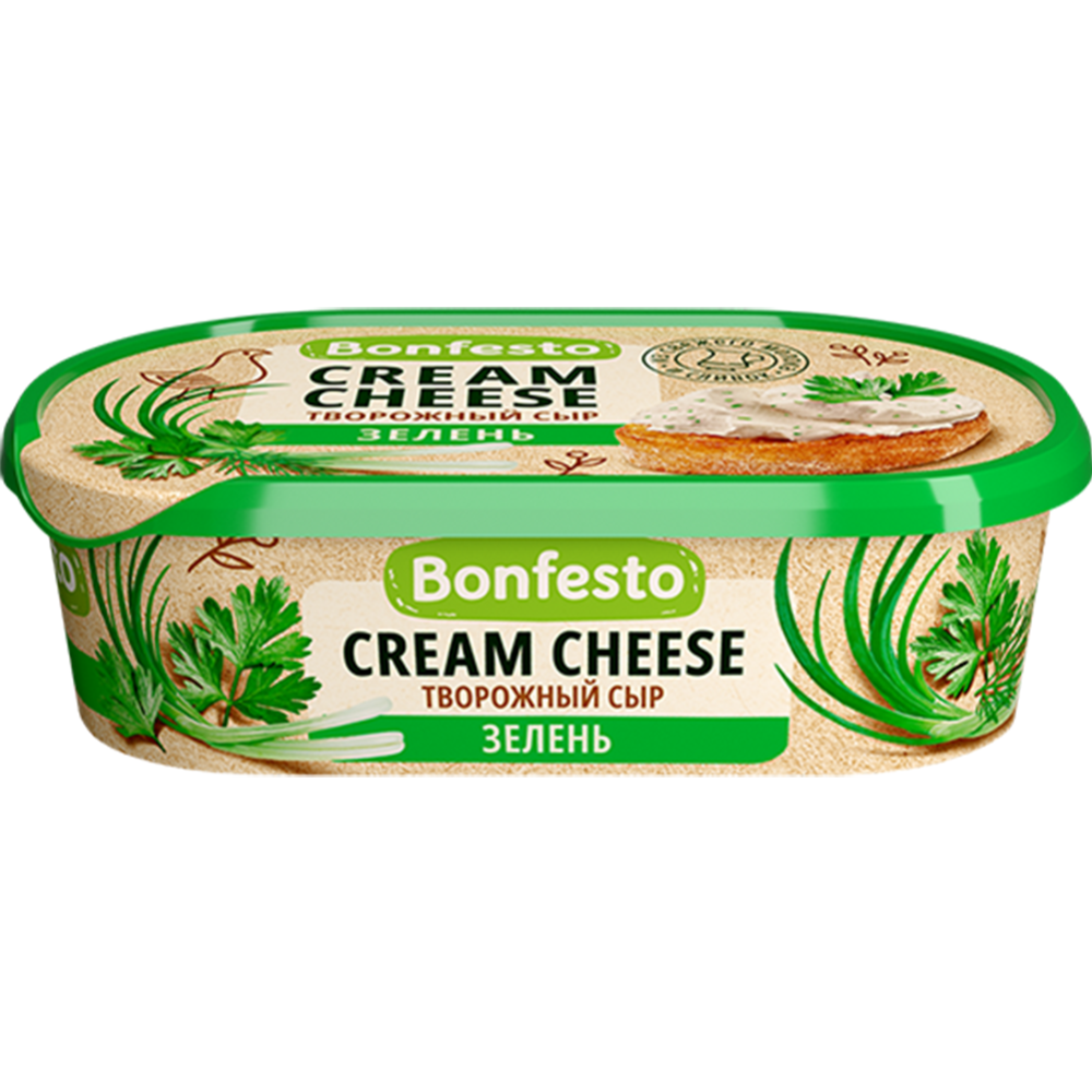 Сыр тво­рож­ный «Bonfesto» Крем­чиз, с на­пол­ни­те­лем зелень, 65%, 140 г