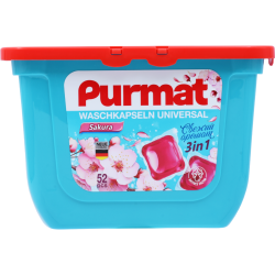 Кап­су­лы для стирки «Purmat» 3 in 1, Sakura, 52 шт