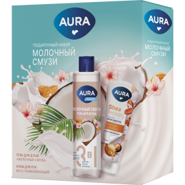 Подарочный набор «Aura»  Молочный смузи, гедь для душа + крем для рук, 250 + 75 мл