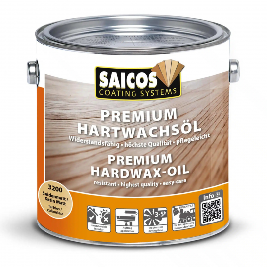 Масло с твердым воском Saicos Premium Hardwax-Oil, 3305 матовое 2,5л.