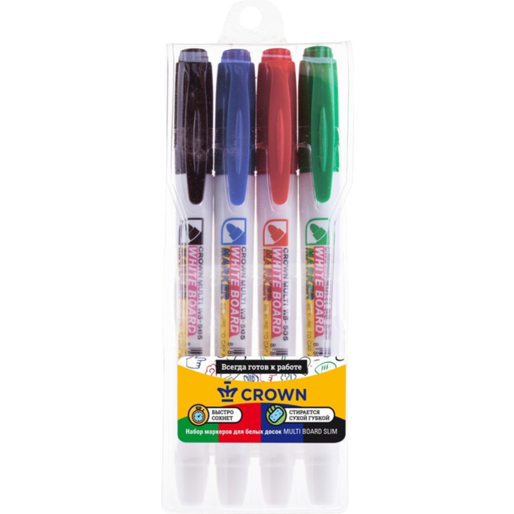 Набор маркеров для доски «Crown» WB-505, WB-505-4 SET, 2269018, 4 цвета