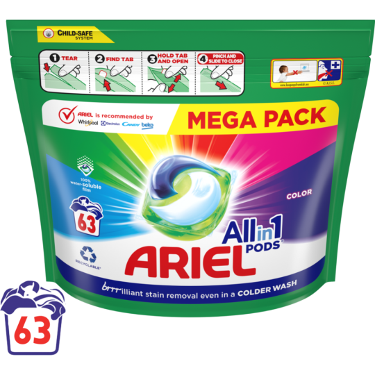 Капсулы для стирки «Ariel» All in 1 Color, 63 шт