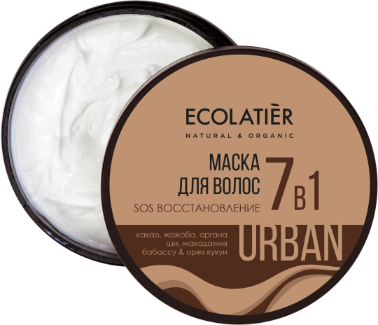 Ecolatier Urban Маска для волос SOS восстановление 7 в 1 "Какао и жожоба", 380 мл