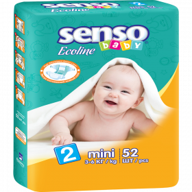 Под­гуз­ни­ки «Senso» Baby Ecoline размер 2, 3-6 кг, 52 шт