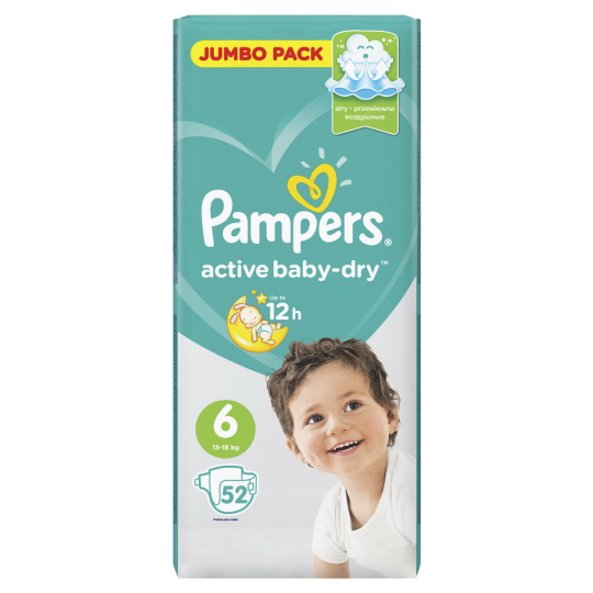 Подгузники детские «Pampers» Active Baby-Dry, размер 6, 13-18 кг, 52 шт