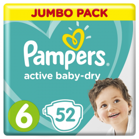 Под­гуз­ни­ки «Pampers» Active Baby-Dry 13–18 кг, размер 6, 52 шт