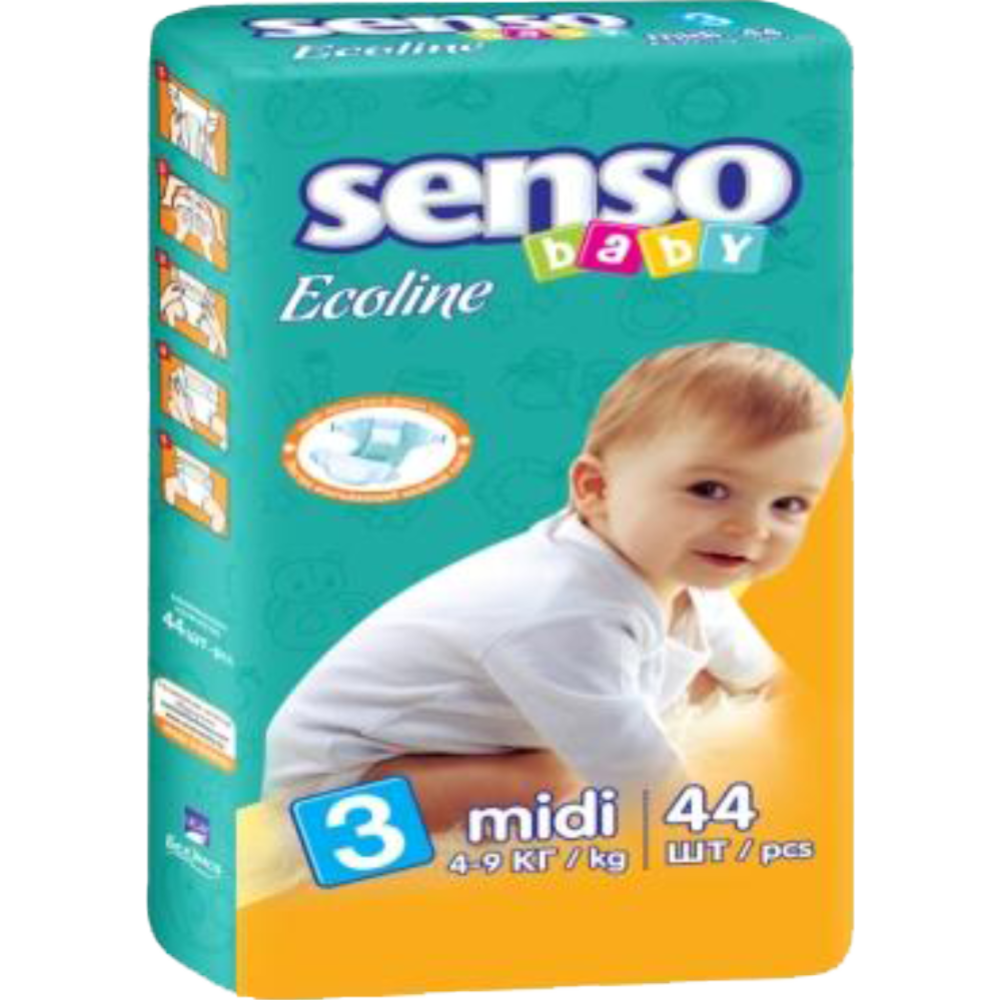 Подгузники детские «Senso Baby» Baby Ecoline, размер 3, 4-9 кг, 44 шт #1