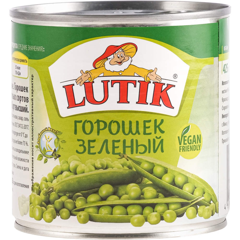 Горошек зеленый консервированный «Lutik» 400 г #0