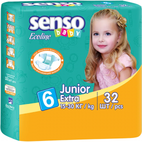 Под­гуз­ни­ки «Senso Baby» Ecoline, Junior Extra, D6, 15-30 кг, 32 шт