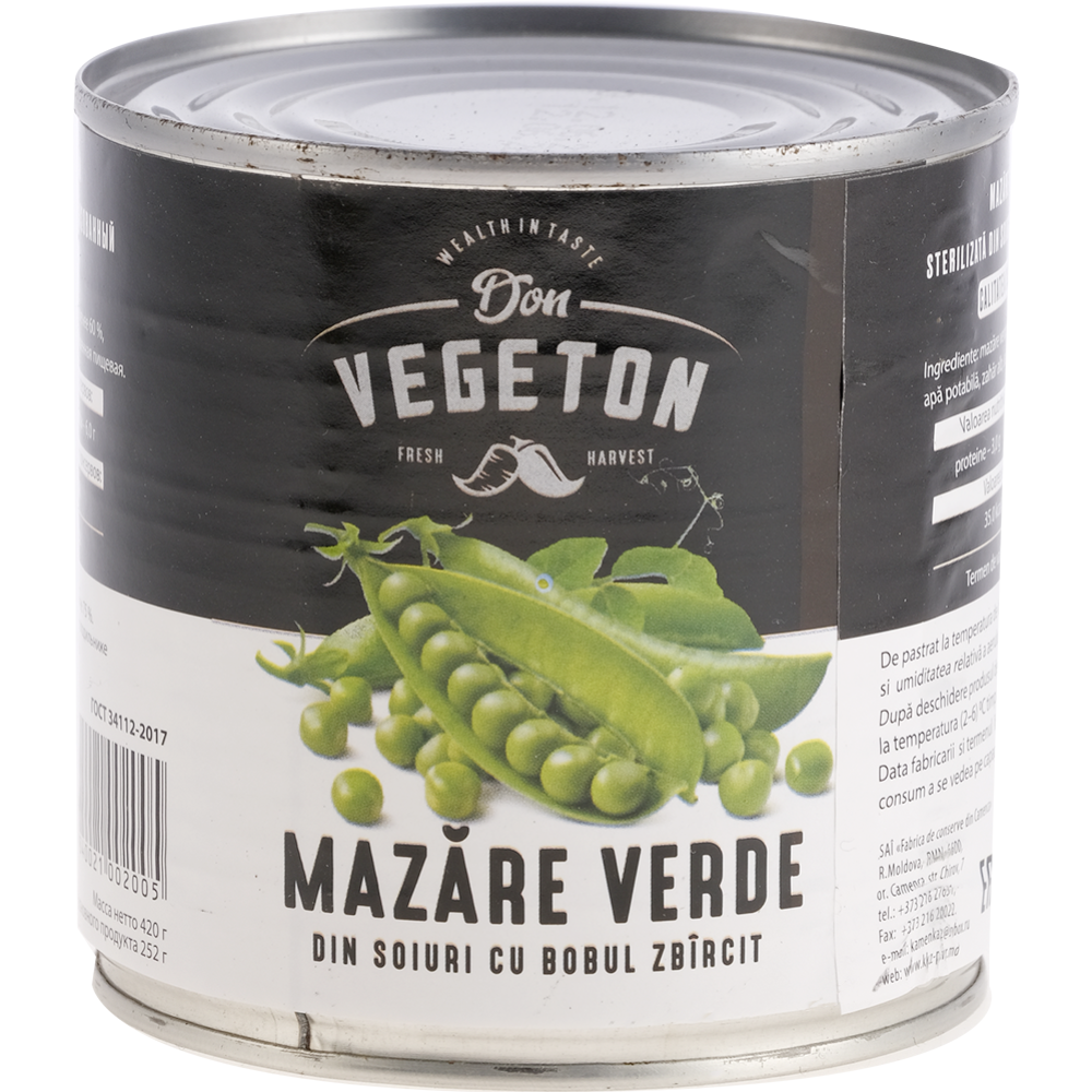 Горошек зелёный конcервированный «Don Vegeton» 420 г #0