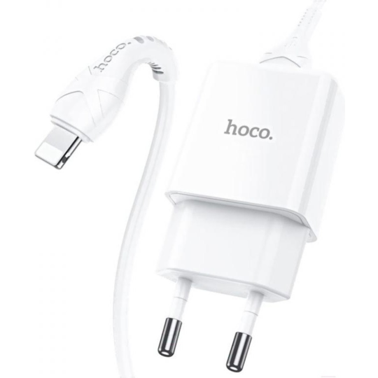 Сетевое зарядное устройство «Hoco» 23753-N9iW, N9, 1хUSB-А, 2.1А + кабель AM-8pin Lightning, 1 м