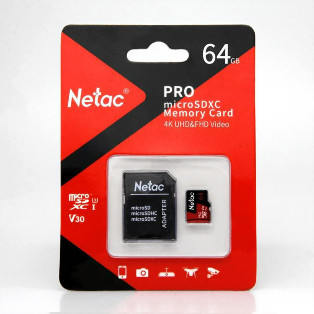 Карта памяти «Netac» P500 Extreme Pro, NT02P500PRO-064G-R, 64 Gb, с адаптером