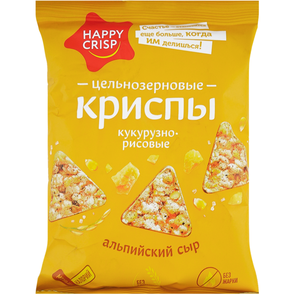 Криспы цельнозерновые «Happy Crisp» кукурузно-рисовые, со вкусом сыра, 50 г #0