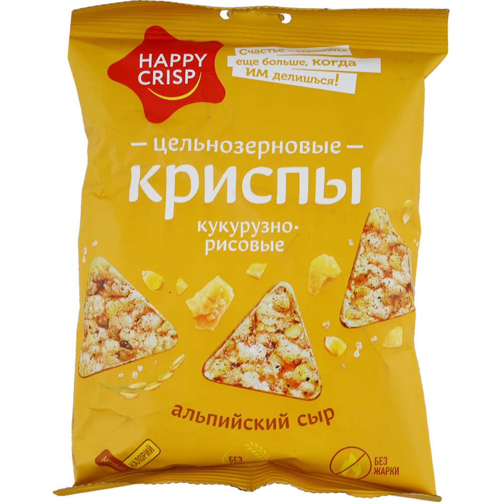 Криспы цель­но­зер­но­вые «Happy Crisp» ку­ку­руз­но-ри­со­вые, со вкусом сыра, 50 г