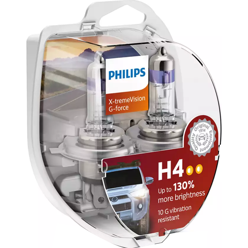 Комплект автоламп «Philips» H4 X-treme Vision G-force, 12342XVGS2, 2 шт