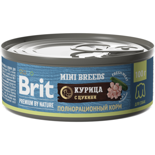 Консервы для собак «Brit» Premium by Nature, 5048960, курица/цукини, 100 г