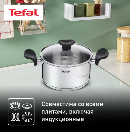 Кастрюля TEFAL 18 см с крышкой E3084374