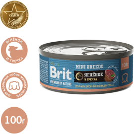 Консервы для собак «Brit» Premium by Nature, 5048977, ягненок/гречка, 100 г