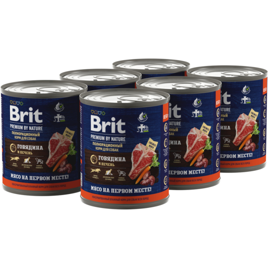 Корм для собак «Brit» Premium by Nature, 5051151, говядина/печень, 850 г