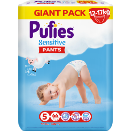 Подгузники-трусики детские «Pufies» Sensitive, размер Junior, 12-17 кг, 66 шт