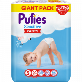Под­гуз­ни­ки-тру­си­ки дет­ские «Pufies» Sensitive, размер Junior, 12-17 кг, 66 шт