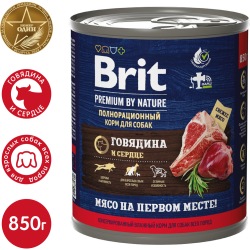 Корм для собак «Brit» Premium, 5051144, го­вя­ди­на/сердце, 850 г